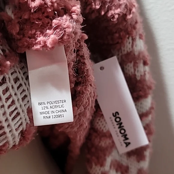 SONOMA XXL Mauve Cowlneck Long Sleeve Fair Isle Sherpa Comfy Cozy Sweater Top - Picture 9 of 13